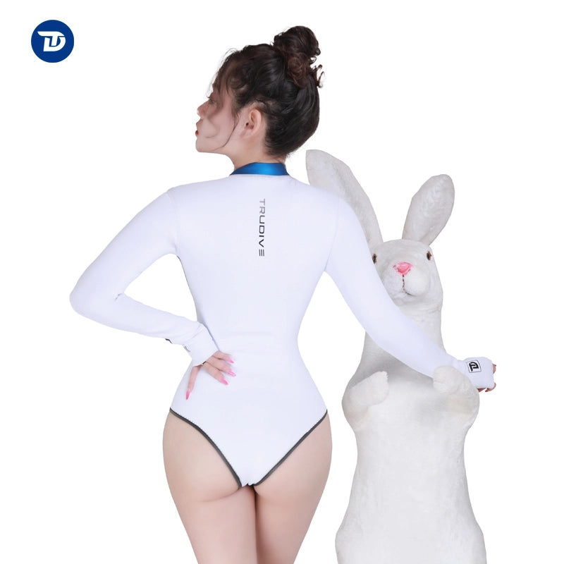 White whale Series Front Zip Sleeve Bikini/Bodysuit