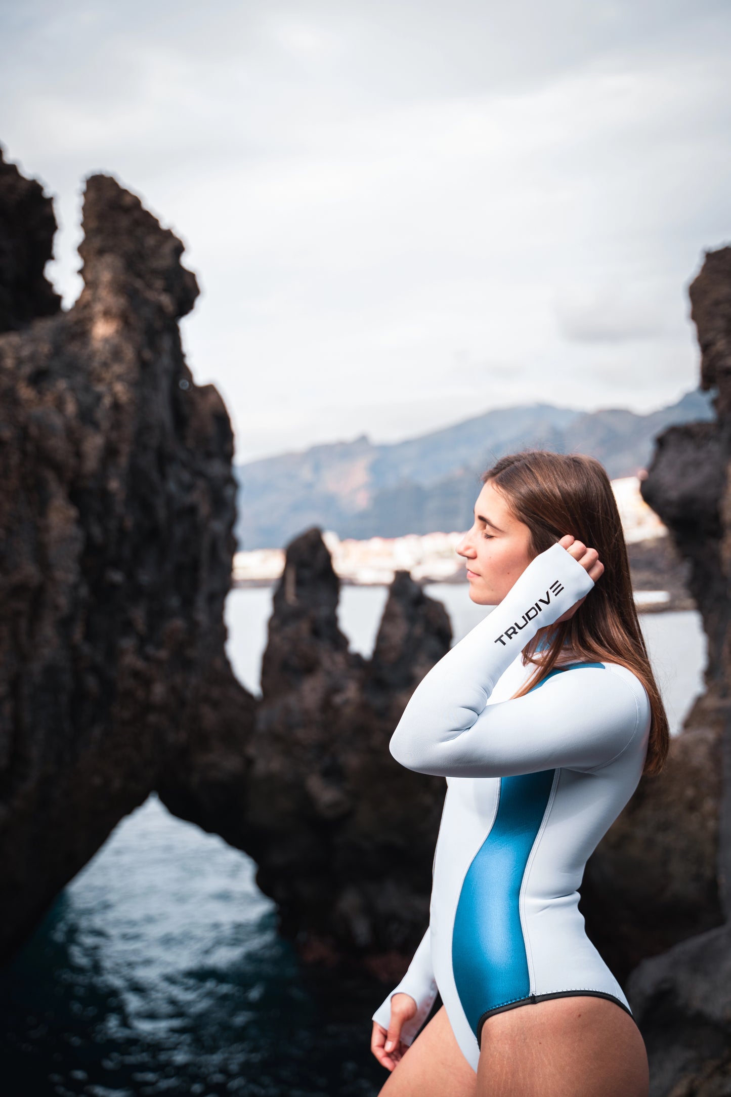 White whale Series Front Zip Sleeve Bikini/Bodysuit