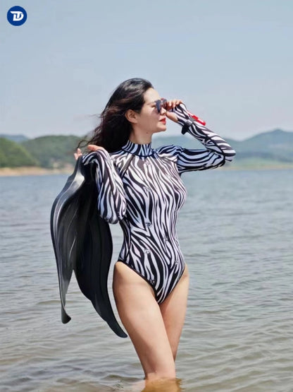 Zebra Print Series Bikini Backless Wetsuit